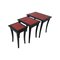 Italian Art Deco Nesting Tables in Red Parchment and Black Lacquer, Set of 3 1