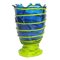 Klare blaue Pompitu II Vase in Mattgrün von Gaetano Pesce für Fish Design 1