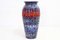 Italian Blue & Red Patterned Ceramic Vase, 1970s 1