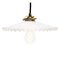 French White Opaline Milk Glass & Brass Pendant Lamp, Image 2