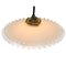 French White Opaline Milk Glass & Brass Pendant Lamp 4