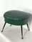 Vintage Italian Green Leatherette Pouf With Brass Feet, 1950s 8