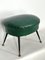 Pouf Vintage en Similicuir Vert avec Pieds en Laiton, Italie, 1950s 6