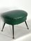 Vintage Italian Green Leatherette Pouf With Brass Feet, 1950s 6