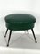 Vintage Italian Green Leatherette Pouf With Brass Feet, 1950s 9