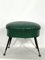 Pouf Vintage en Similicuir Vert avec Pieds en Laiton, Italie, 1950s 7