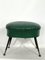 Vintage Italian Green Leatherette Pouf With Brass Feet, 1950s 7