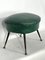 Vintage Italian Green Leatherette Pouf With Brass Feet, 1950s 10
