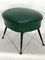 Vintage Italian Green Leatherette Pouf With Brass Feet, 1950s 4