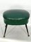 Vintage Italian Green Leatherette Pouf With Brass Feet, 1950s 1
