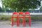 Vintage Red Bar Stools by Vico Magistretti for Cassina, Set of 3 1