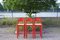 Vintage Red Bar Stools by Vico Magistretti for Cassina, Set of 3 3