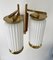 Mid-Century Modern Italian Brass and Opaline Glass Barrel Sconces, 1950s, Set of 2 2