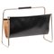 Leather and Brass Magazine Rack from Carl Auböck, Austria, 1960s 1