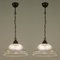 Art Deco Industrial Holophane Glass Pendant Lamps, France, 1930s-1940s, Set of 2 2