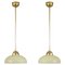 Lámparas colgantes suecas de vidrio rayado y latón, años 50. Juego de 2, Imagen 1