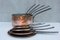 French Copper Pans, Set of 5 3