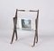 Mid-Century Italian Glass and Wood Magazine Rack with Wheels in the style of Cesare Lacca, 1950s 15