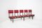 Vintage Italian Bench with 5 Red Leather Seats 1
