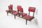 Banco italiano vintage con 5 asientos de cuero rojo, Imagen 14