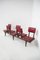 Banco italiano vintage con 5 asientos de cuero rojo, Imagen 11
