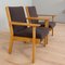 Oak GE 181 Easy Lounge Chairs in Grey Alcantara by Hans J. Wegner for Getama, Denmark, 1970s, Set of 2 5