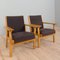 Oak GE 181 Easy Lounge Chairs in Grey Alcantara by Hans J. Wegner for Getama, Denmark, 1970s, Set of 2 4