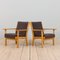 Oak GE 181 Easy Lounge Chairs in Grey Alcantara by Hans J. Wegner for Getama, Denmark, 1970s, Set of 2 1