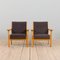 Oak GE 181 Easy Lounge Chairs in Grey Alcantara by Hans J. Wegner for Getama, Denmark, 1970s, Set of 2, Image 2