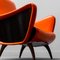 Vintage Orange & Black Skai Lounge Chair in Zanuso Style, 1960s 2