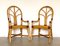 Bamboo & Leather Armchairs, 1970s, Set of 2 1
