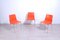 Stühle aus Stahl und orangefarbene Sitzgruppe aus Kunststoff von Wesifa, 3er Set 4