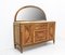 Art Deco Buffet Credenza Cabinet Walnut Marble Top with Semicircle Mirror, 1930s 3