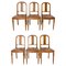 Art Deco French Walnut and Skai Dining Chairs, 1930s, Set of 6 1