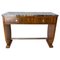 Art Deco French Walnut Console or Desk with Two Drawers & Marble Top, 1930s, Image 1