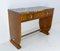 Französische Art Deco Konsole oder Schreibtisch aus Nussholz mit zwei Schubladen & Marmorplatte, 1930er 3