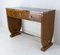 Französische Art Deco Konsole oder Schreibtisch aus Nussholz mit zwei Schubladen & Marmorplatte, 1930er 2