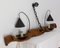 Mid-Century French Yoke Elm Sconces with Iron Double Lamps, Set of 2 11