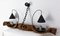 Mid-Century French Yoke Elm Sconces with Iron Double Lamps, Set of 2 12
