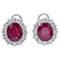 Ruby, Diamond & Platinum Stud Earrings, Set of 2 1