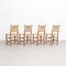 Mid-Century Modern Wood & Rattan No. 19 Chairs in the style of Charlotte Perriand, Set of 4 4