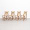 Mid-Century Modern Wood & Rattan No. 19 Chairs in the style of Charlotte Perriand, Set of 4, Image 4