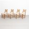 Mid-Century Modern Wood & Rattan No. 19 Chairs in the style of Charlotte Perriand, Set of 4 3