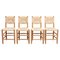 Mid-Century Modern Wood & Rattan No. 19 Chairs in the style of Charlotte Perriand, Set of 4 1