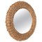 Mid-Century Modern Italian Round Wicker and Rattan Wall Mirror in the Style of Franco Albini, 1970s 1