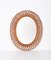 Mid-Century Italian Oval Curved Rattan and Bamboo Double Framed Mirror, 1960, Image 4