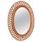 Mid-Century Italian Oval Curved Rattan and Bamboo Double Framed Mirror, 1960 1