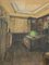 Andre Brif, Interior Library Drawing, 1925, Watercolor on Paper, Framed 12