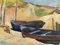 Fernand Alberic Daucho, Barche arenate, 1947, olio su carta, Immagine 4
