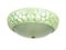 Green Iridescent Ceramic, Optical Glass & Brass Flush Mount or Wall Lamp, 1950s 1
